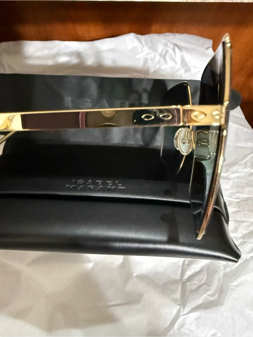 NEW Isabel Marant Gold Metal Oversized Square Sunglasses with Green Lenses